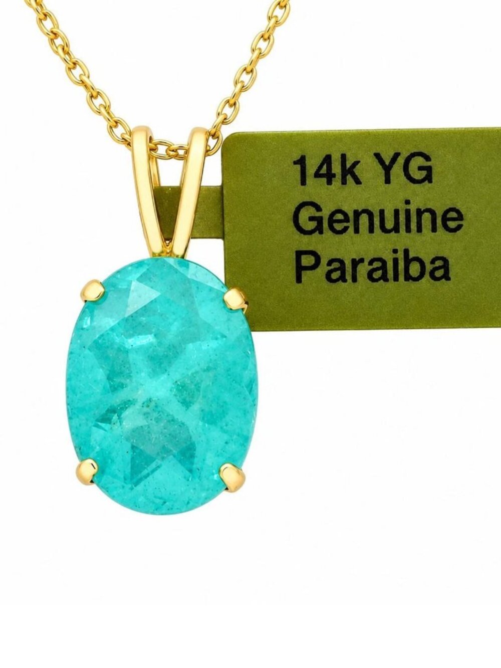Genuine 2.17 Cts Paraiba Tourmaline Pendant 14k Yellow Gold